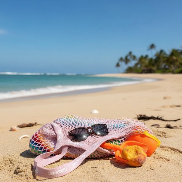 Glossier Handbags - Glossier Limited Edition Pink Rose Market Net Beach Market Shopping Bag
